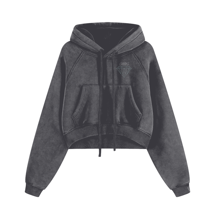 Cropped Zip-Through Hoodie