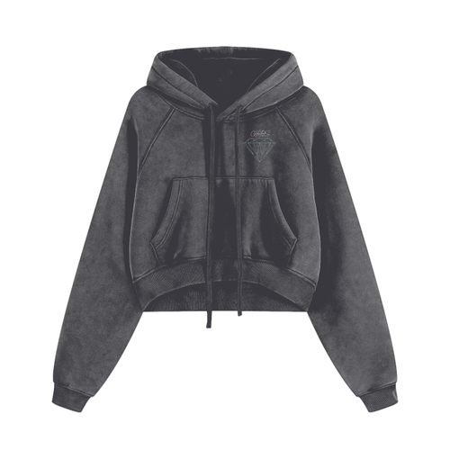 Cropped Zip-Through Hoodie