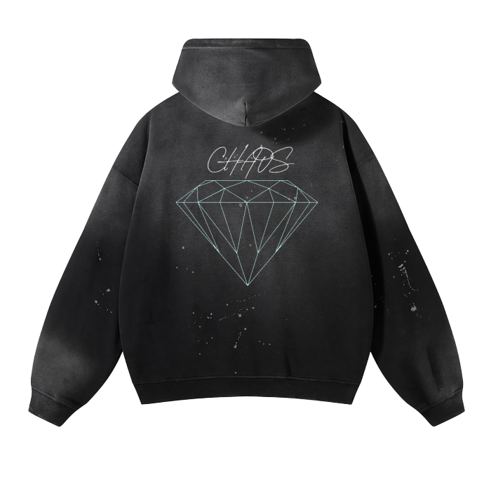 Vintage Wash Frayed Fleece Hoodie