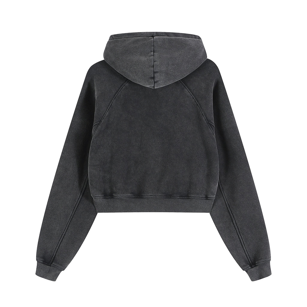 Cropped Zip-Through Hoodie