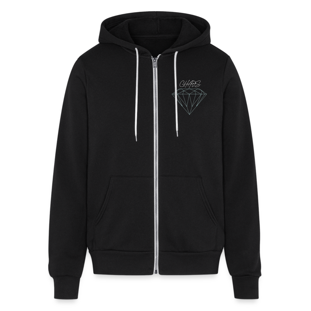 Unisex Zip Diamond Chaos Hoodie - black