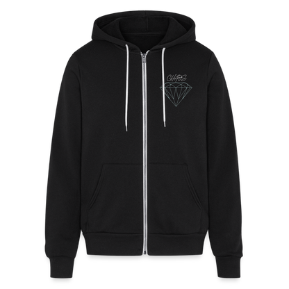 Unisex Zip Diamond Chaos Hoodie - black