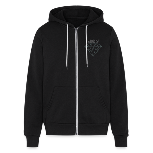 Unisex Zip Diamond Chaos Hoodie - black